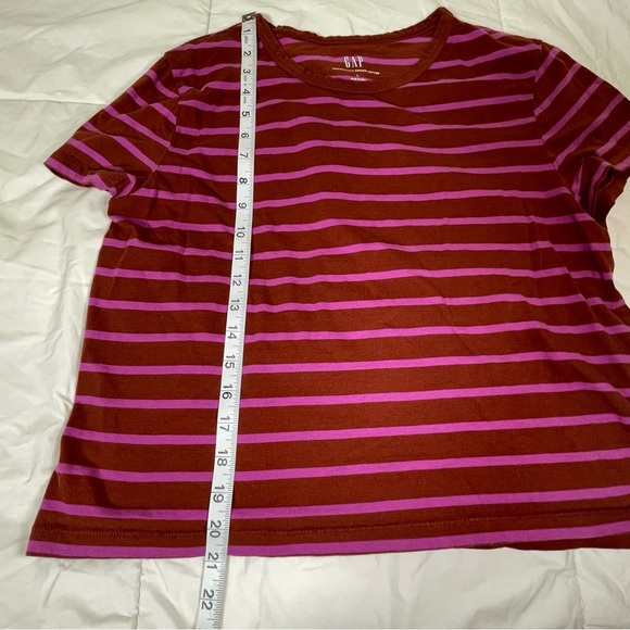Vintage GAP Burgundy and Magenta Striped Tee Girls Large - Picture 3 of 6